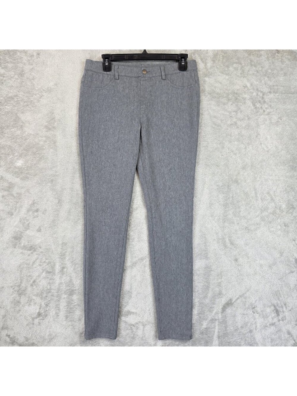 Uniqlo Jegging Pants Womens L Gray Knit Heattech Slim Elastic Waist Thermal